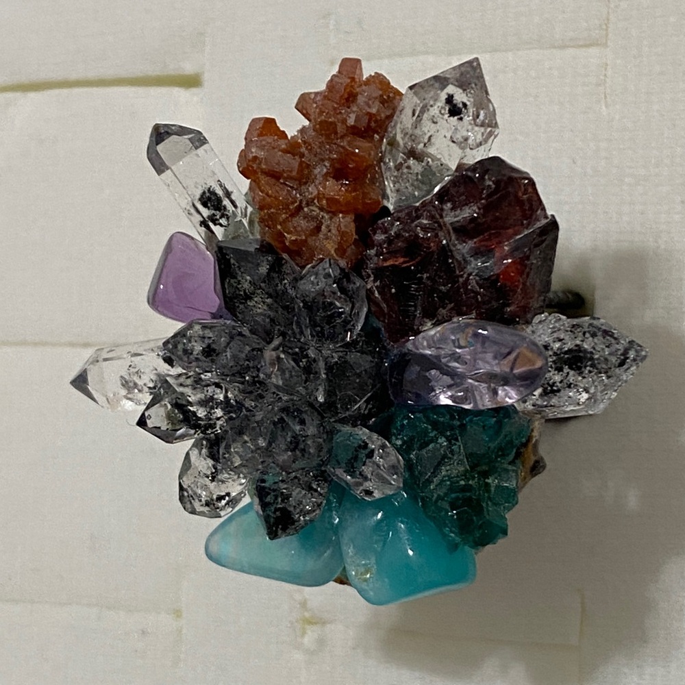 Multicolor Crystal Cluster Statement Ring - image 5